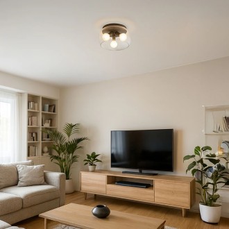 Rendl R14131 - Stropní svítidlo AMANDA 3xE27, Ø400, matná černá/čiré sklo