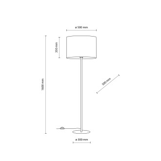 TK Lighting 16031 - Stojací textilní lampa Umberto 1xE27, Ø500, hnědá/zlatá