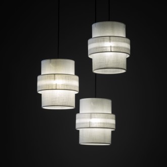 TK Lighting 6018 - Textilní lustr Calisto 3xE27, Ø450, bílá/černá