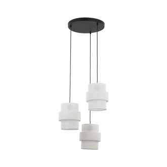 TK Lighting 6018 - Textilní lustr Calisto 3xE27, Ø450, bílá/černá