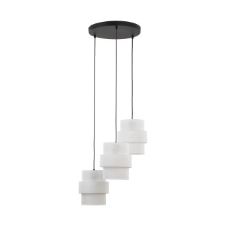 TK Lighting 6018 - Textilní lustr Calisto 3xE27, Ø450, bílá/černá